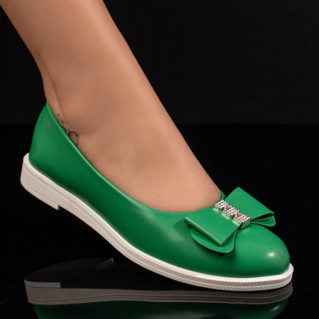Balerini si Mocasini Dama, Balerini dama verzi cu fundita si accesoriu cu pietre MOD11014, modlet.ro