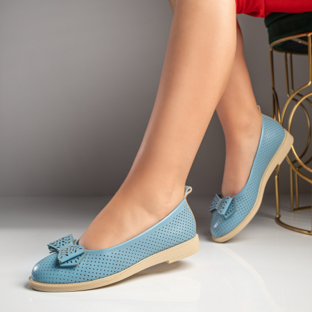 Balerini si Mocasini Dama, Balerini perforati dama cu funda albastri MOD07987, modlet.ro