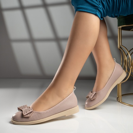 Balerini perforati dama cu funda nude MOD07987, 3, modlet.ro