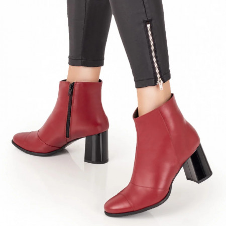 Botine cu toc dama visinii din Piele naturala MOD07544, 4, modlet.ro