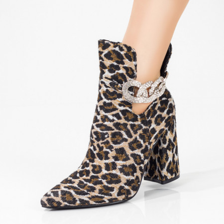 Botine dama cu print si accesoriu MDL07905