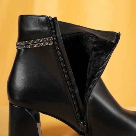 Botine dama cu toc gros si fermoar negre MOD14088, 2, modlet.ro