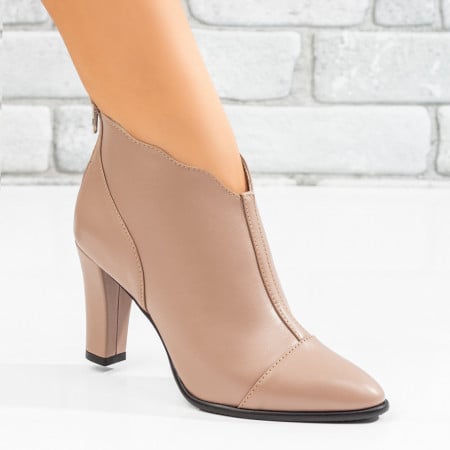 Botine dama cu toc inalt nude din Piele naturala ZEF10652, 2, zeforia.ro