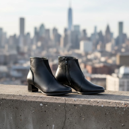 Botine dama negre cu toc mic si fermoar lateral MOD07333, 5, modlet.ro