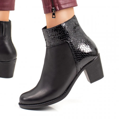 Botine negre dama cu toc gros din Piele naturala MOD05646, 3, modlet.ro