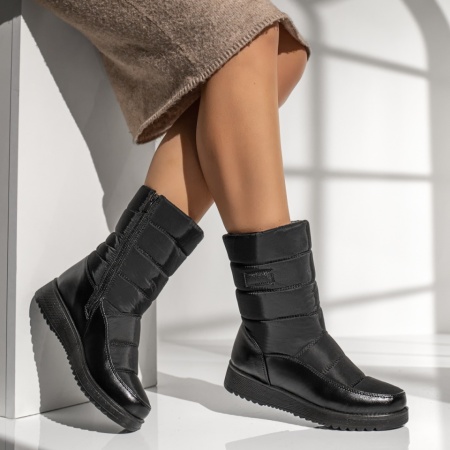 Cizme dama cu fermoar din fas negre MOD12254, 3, modlet.ro