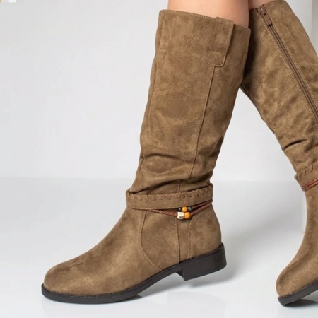 Cizme dama cu fermoar khaki suede din Piele naturala FLORINA12, 2, modlet.ro