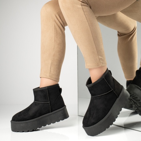 Cizme dama cu talpa groasa tip UG negru suede NINA9, 2, modlet.ro