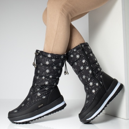 Cizme dama, Cizme dama de fas cu fermoar negre MOD06677, modlet.ro