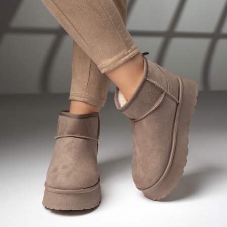 Cizme dama scurte khaki suede MOD12590, 3, modlet.ro