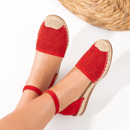 Espadrile dama cu perforatii rosii ZEF04019, 3, zeforia.ro