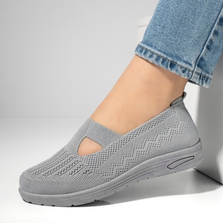 Espadrile dama cu talpa joasa din material textil gri ZEF13062