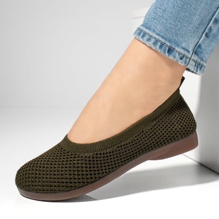 Espadrile dama cu talpa joasa din material textil verzi ZEF13064