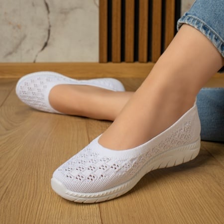 Espadrile sport dama, Espadrile dama din material textil cu perforatii albe ZEF13058, zeforia.ro