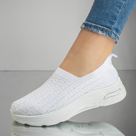 Incaltaminte dama, Espadrile sport dama cu talpa groasa albe MOD13174, modlet.ro