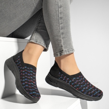 Espadrile sport dama cu talpa groasa negre EMA10, 4, modlet.ro