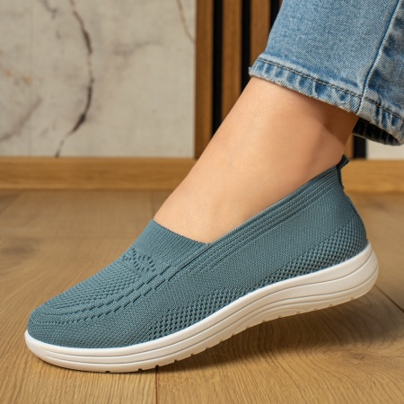 Incaltaminte dama, Espadrile sport dama cu talpa joasa si perforatii albastre MOD13056, modlet.ro