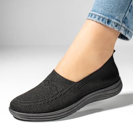 Espadrile sport dama cu talpa joasa si perforatii negre ZEF13056