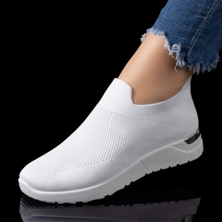 REDUCERI INCALTAMINTE, Espadrile sport dama din material textil albe MOD08522, modlet.ro