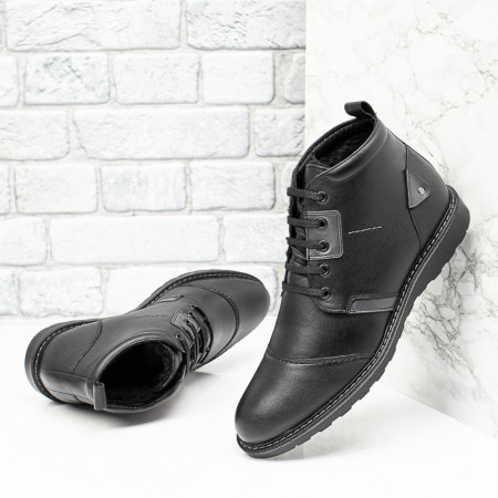 Ghete casual barbati cu siret negri din Piele naturala MOD10568, 3, modlet.ro