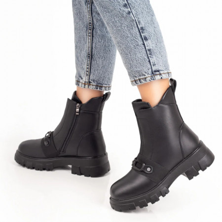 Ghete cu fermoar negre si talpa groasa dama MOD07373, 4, modlet.ro