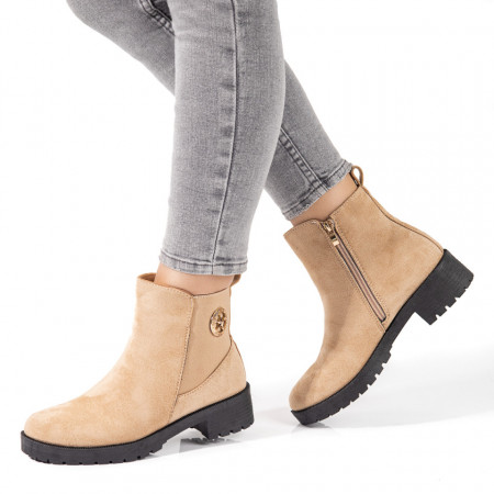 REDUCERI INCALTAMINTE, Ghete dama bej suede cu fermoar MOD10846, modlet.ro