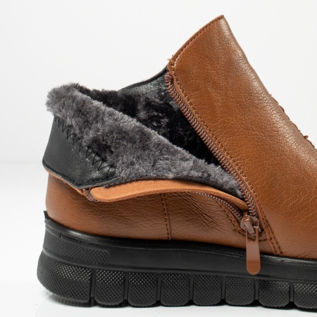 Ghete dama cu fermoar maro MOD06479, 2, modlet.ro