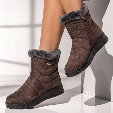 Ghete dama cu fermoar maro suede MARA43, 2, modlet.ro