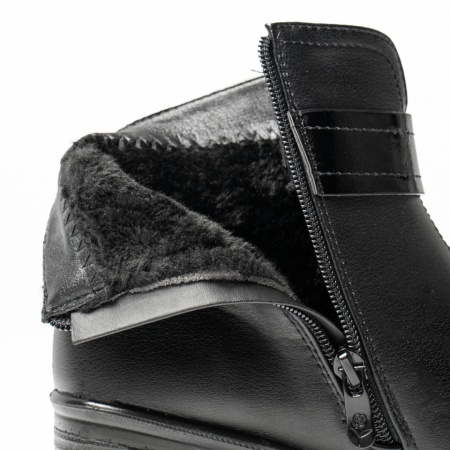 Ghete dama cu fermoar si varf lucios negre MOD14183, 2, modlet.ro