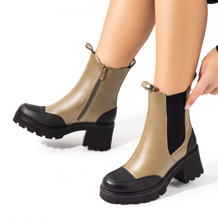 REDUCERI INCALTAMINTE, Ghete dama cu insertie de material elastic verzi cu negru MOD10756, modlet.ro