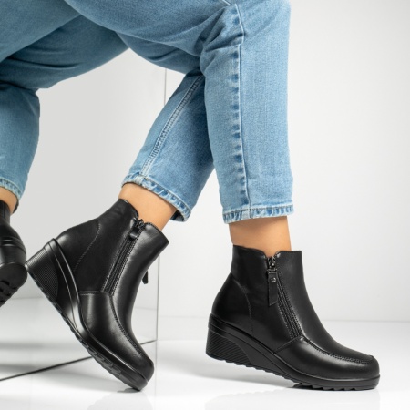 Ghete dama cu platforma si fermoar negre din Piele naturala MOD14005, 4, modlet.ro