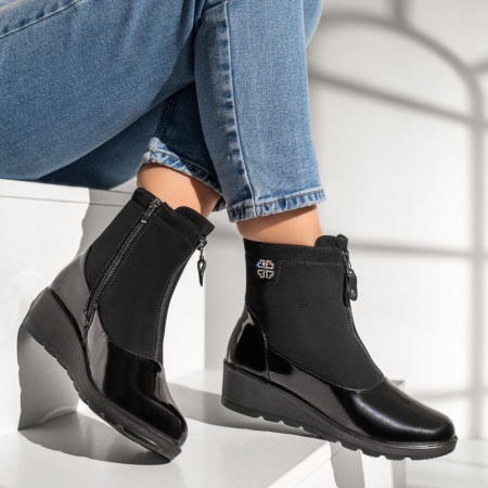 Ghete dama cu platforma si fermoar negre MOD12850, 3, modlet.ro