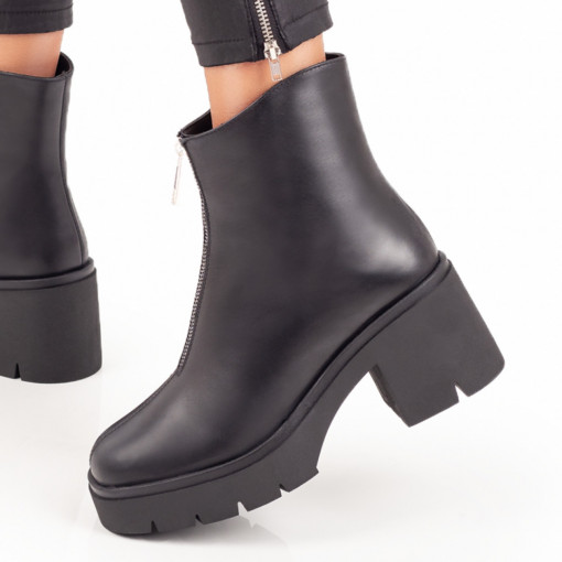 REDUCERI INCALTAMINTE, Ghete dama negre cu fermoar decorativ din Piele naturala MOD07287, modlet.ro