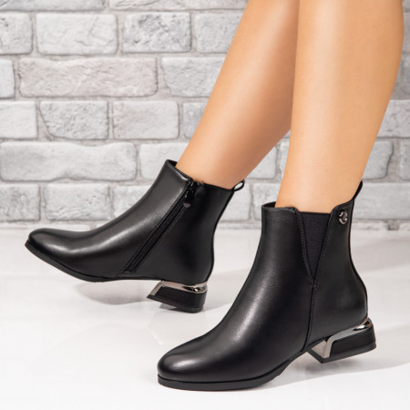 Ghete dama negre cu fermoar si insertie de material elastic MOD07099, 3, modlet.ro