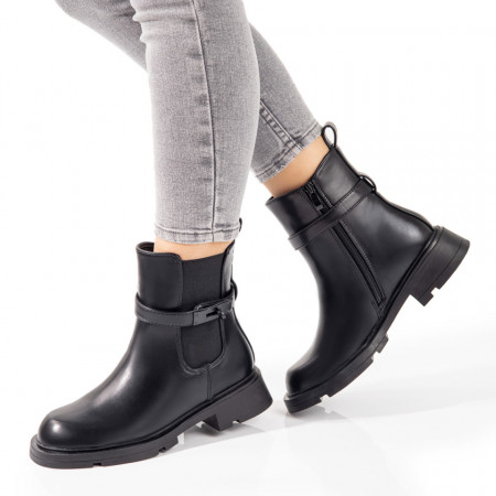 Ghete Dama, Ghete dama negre cu fermoar si insertie de material elastic MOD10712, modlet.ro