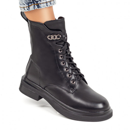 Ghete dama negre cu siret si fermoar MOD07013