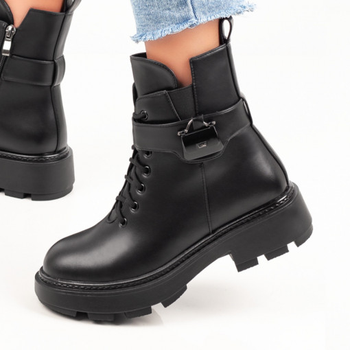 Ghete Dama, Ghete dama negre cu siret si fermoar MOD07015, modlet.ro