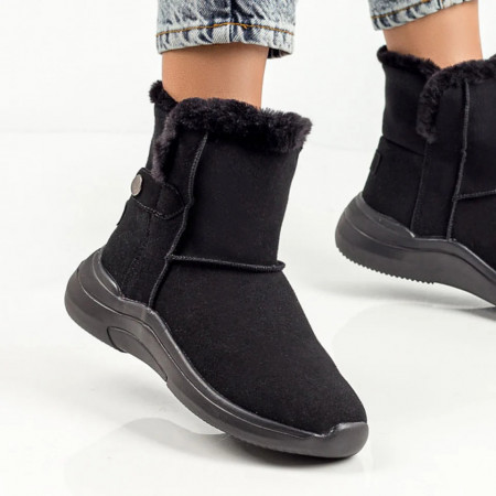 Ghete negre suede dama cu insertii de material elastic ELENA2, 3, modlet.ro