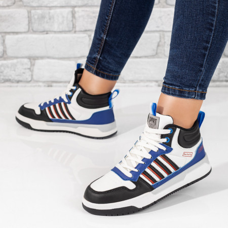 Ghete sport dama albe cu negru si albastru MOD10040