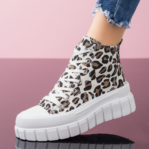 Ghete sport dama albe cu print MOD07850
