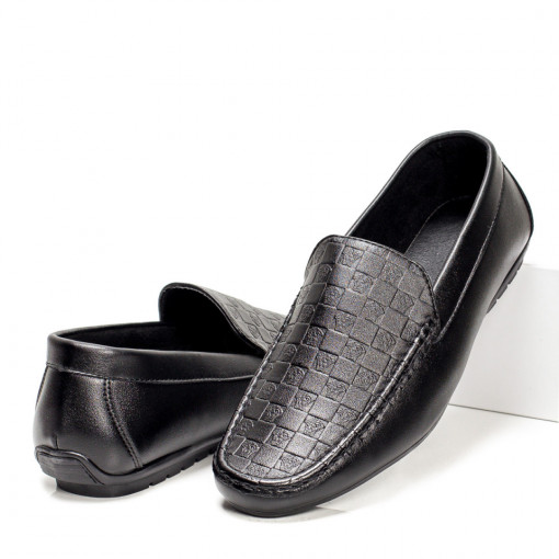 Plateste Jumatate!, Mocasini barbati cu talpa joasa negri MOD05393, modlet.ro