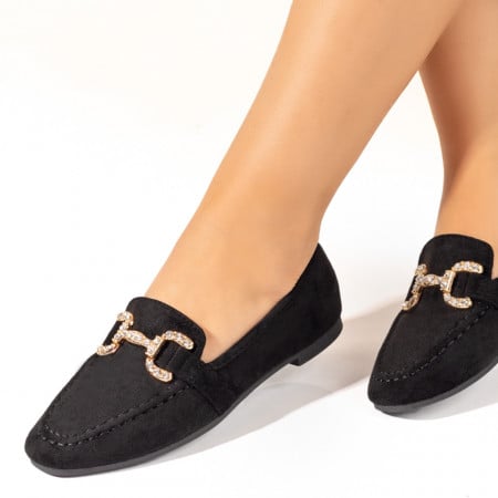 Mocasini dama cu pietre aplicate negri suede ZEF10154, 2, zeforia.ro