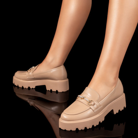 Balerini si Mocasini Dama, Mocasini dama khaki cu element decorativ MOD09958, modlet.ro