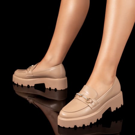 Reduceri incaltaminte dama, Mocasini dama khaki cu element decorativ ZEF09958, zeforia.ro