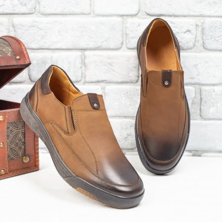 Incaltaminte barbati, Pantofi barbati casual maro cu negru MOD06068, modlet.ro