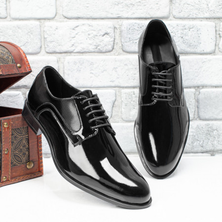 Pantofi barbati eleganti, Pantofi barbati eleganti negri luciosi din Piele naturala MDL10562 - modlet.ro