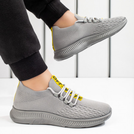 REDUCERI INCALTAMINTE, Pantofi barbati sport gri cu galben MOD08525, modlet.ro