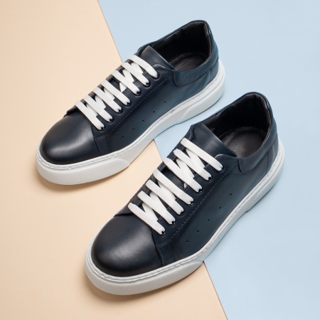 Pantofi casual barbati, albastri din piele naturala MOD11161