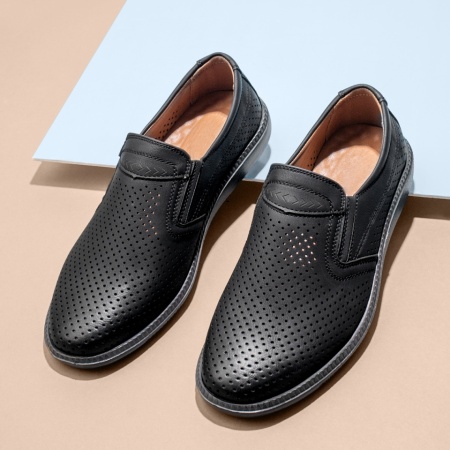 Incaltaminte barbati, Pantofi casual barbati cu perforatii negri ZEF13553, zeforia.ro