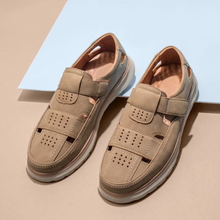 Incaltaminte barbati, Pantofi casual barbati cu scai bej ZEF13557, zeforia.ro
